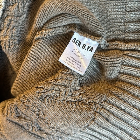 SER.O.YA Liam Cable Knit Sweater in Tan Acid Wash sz S - Picture 14 of 15